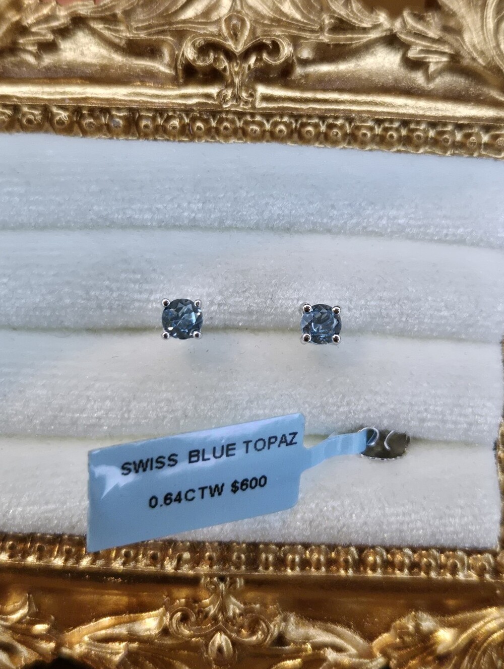 NWT Natural 0.64ctw Swiss Blue Topaz Pushback Stud Sterling Silver 925 Earrings